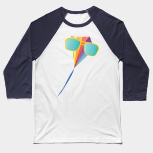 Funny Kite with sunglasses illustration Baseball T-Shirt